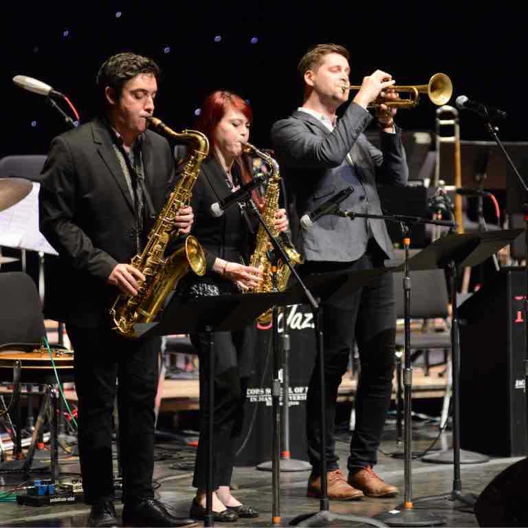 Jazz ensemble trio.